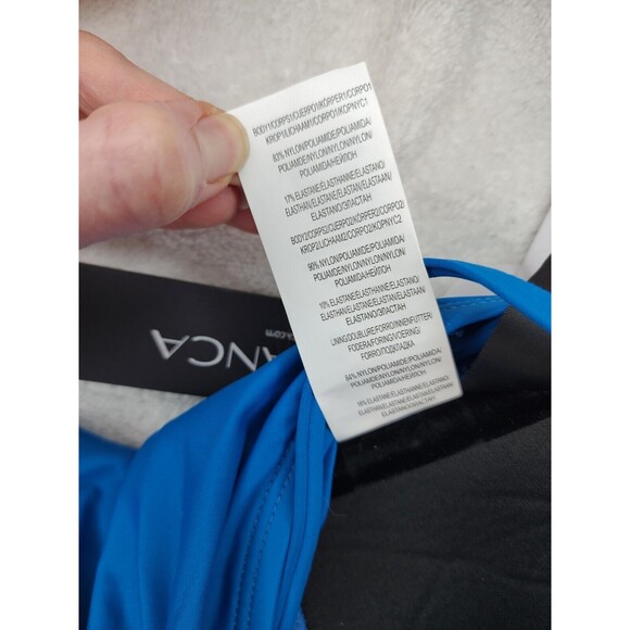 NWT La Blanca Island Goddess Bandeau Tankini Top Hipster Bottom Size 6 Blue - Picture 5 of 9